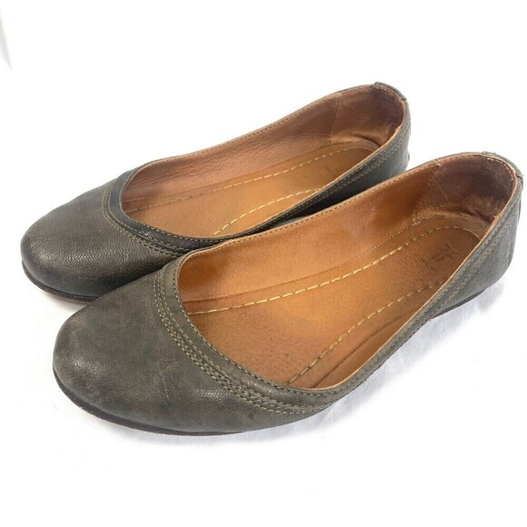 Frye Carson Ballet Flats Leather Slip On Brown Shoes Closed Toe Size 6.5 Ballet - Picture 1 of 9